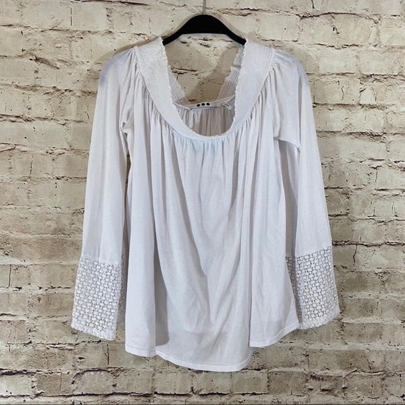 White boho long sleeve off shoulder size medium - Picture 1 of 6